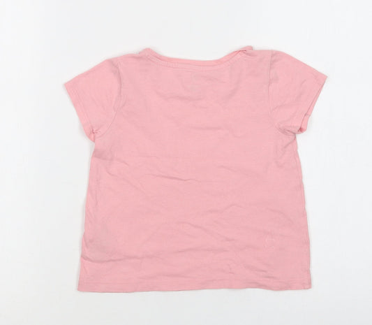 Gap Girls Pink Cotton Basic Polo Size 3 Years Crew Neck