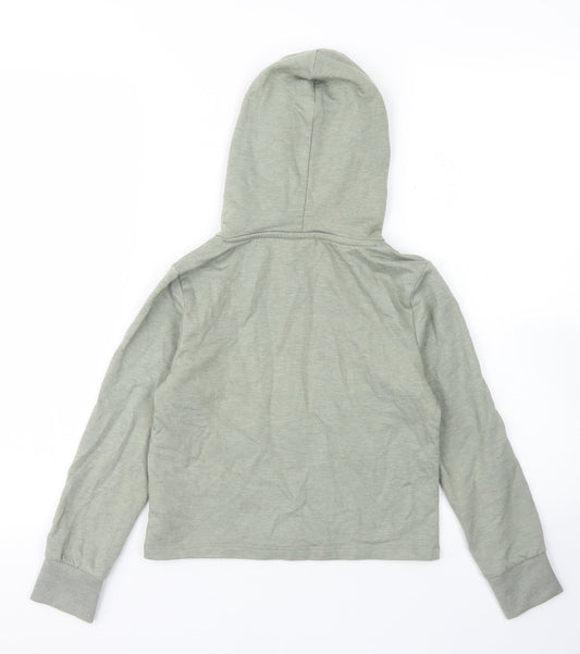 name it Girls Green Cotton Pullover Hoodie Size 7-8 Years - Cropped
