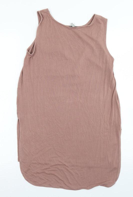 Peacocks Womens Brown Polyester Basic Tank Size 8 Round Neck