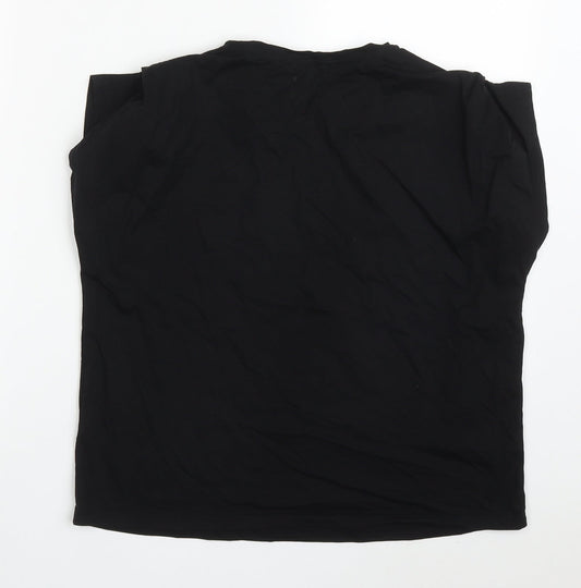 Reserves Womens Black Cotton Basic T-Shirt Size XS Crew Neck