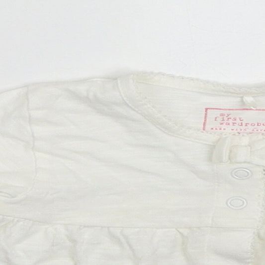 NEXT Girls Ivory Cotton Cardigan Jumper Size 3-6 Months Button