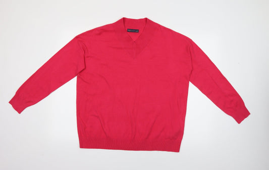 Marks and Spencer Womens Red V-Neck Viscose Pullover Jumper Size M