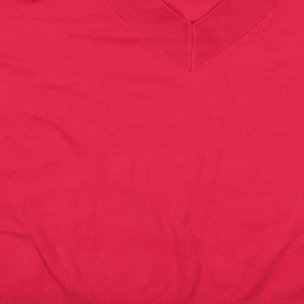 Marks and Spencer Womens Red V-Neck Viscose Pullover Jumper Size M
