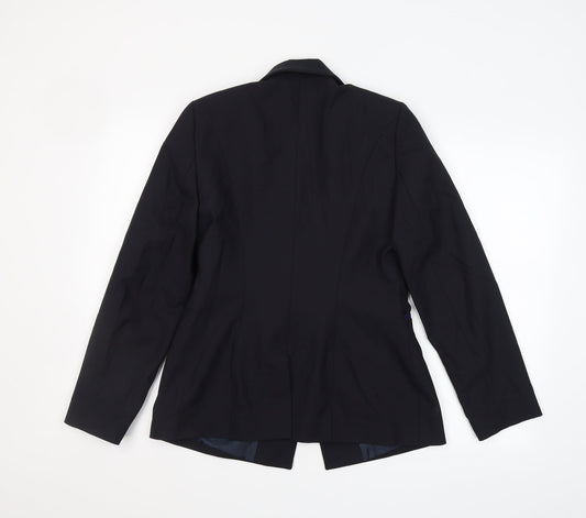 Preworn Womens Black Polyester Jacket Suit Jacket Size 10