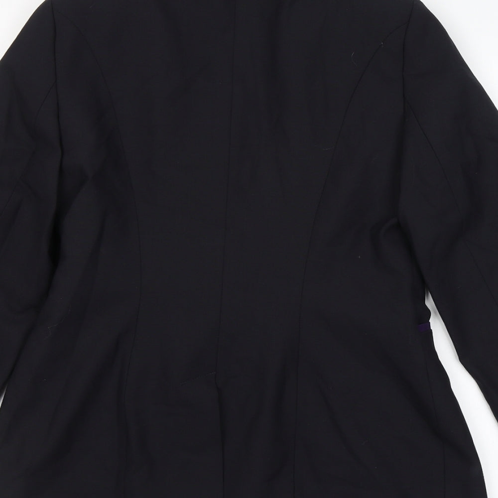Preworn Womens Black Polyester Jacket Suit Jacket Size 10