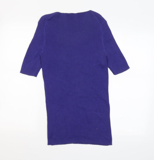 Preworn Womens Purple Square Neck Cotton Pullover Jumper Size S