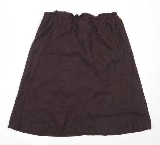 H&M Womens Brown Linen Flare Skirt Size 46 in