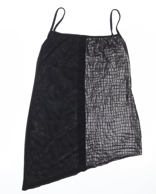 Preworn Womens Black Polyester Camisole Blouse Size S Square Neck