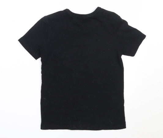 George Boys Black Cotton Basic T-Shirt Size 5-6 Years Round Neck