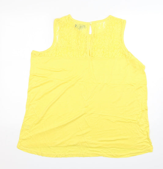 Studio Womens Yellow Polyamide Basic Tank Size 16 Round Neck