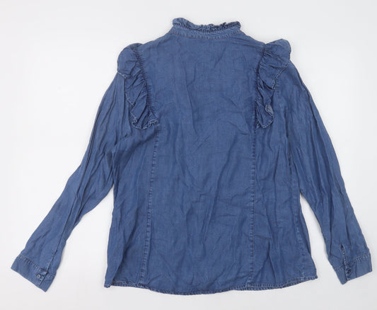 savida Womens Blue Lyocell Basic Button-Up Size L Halter