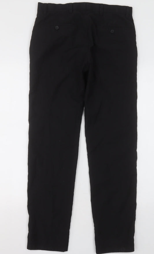 NEXT Mens Black Polyester Capri Trousers Size 30 L31 in Regular Button