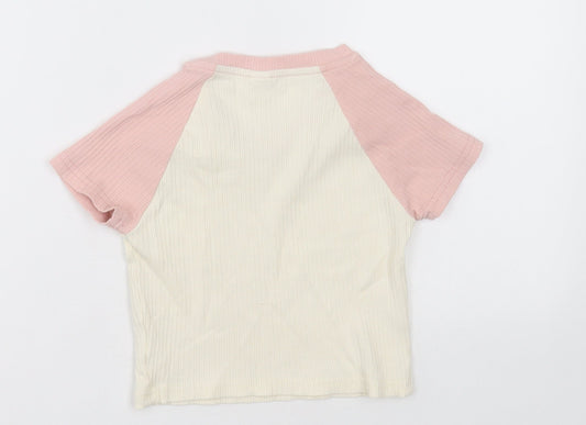 SheIn Girls Pink Cotton Cropped T-Shirt Size 14 Years Crew Neck Pullover
