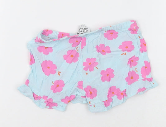 jeff &co Girls Blue Floral Cotton Sleep Shorts Size 2-3 Years