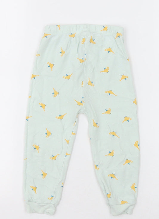 George Girls Green Geometric Cotton Pyjama Pants Size 18-24 Months Pullover - tea pot