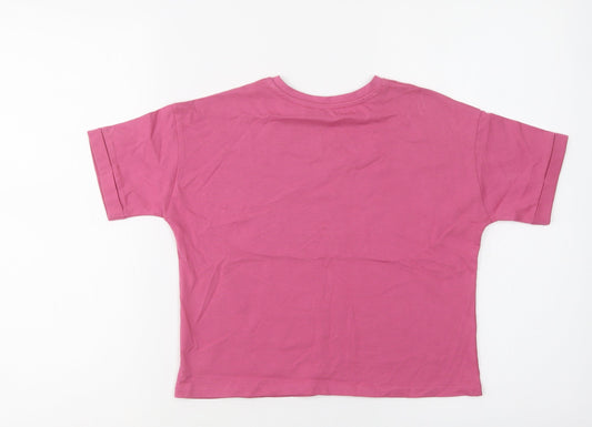 George Girls Purple Cotton Cropped Polo Size 9-10 Years Crew Neck - Confidence