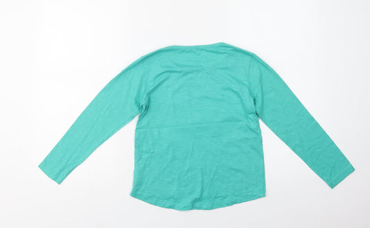 Dunnes Stores Girls Green Cotton Basic Blouse Size 9 Years Crew Neck - Lucky