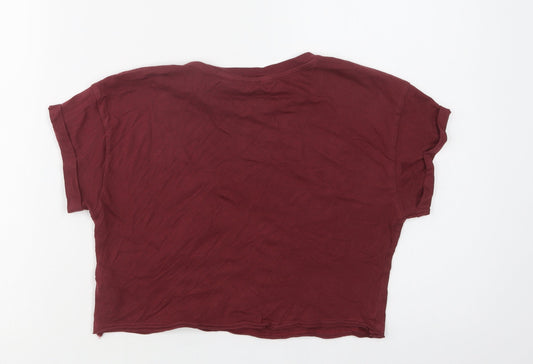 New Look Girls Purple Cotton Cropped T-Shirt Size 10-11 Years Crew Neck - Beverly Hills