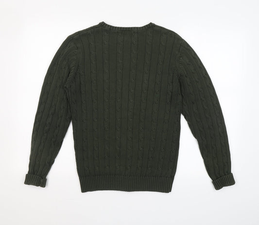 Blue Harbour Mens Green Round Neck Cotton Pullover Jumper Size S