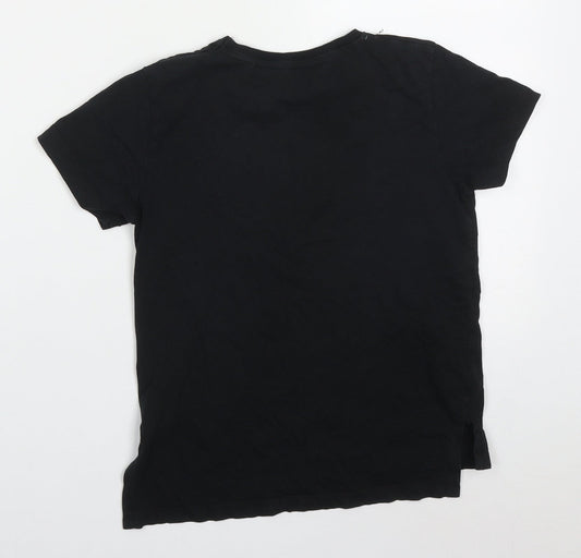 Primark Boys Black Cotton Basic T-Shirt Size 7-8 Years Crew Neck Pullover - Playstation