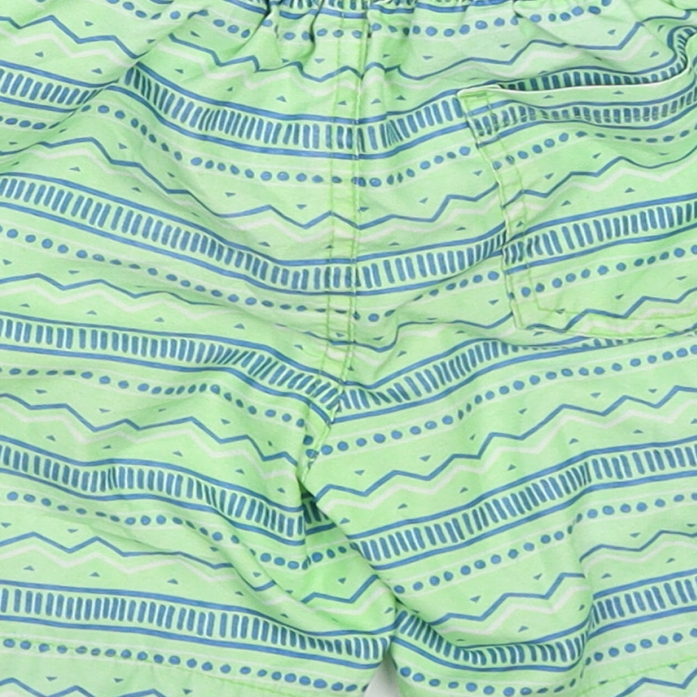 Primark Boys Green Geometric Polyester Bermuda Shorts Size 3-4 Years Regular Drawstring - Swim Shorts