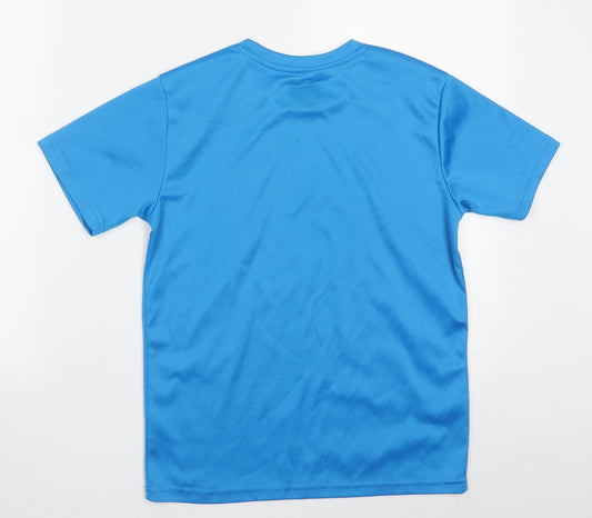 FILA Boys Blue Spotted Polyester Basic T-Shirt Size 12 Years Crew Neck Pullover - Footballer