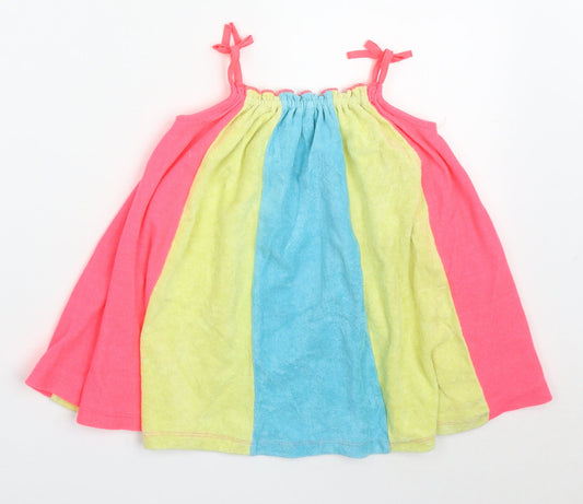 Marks and Spencer Girls Multicoloured Striped Cotton A-Line Size 12-18 Months Round Neck Pullover