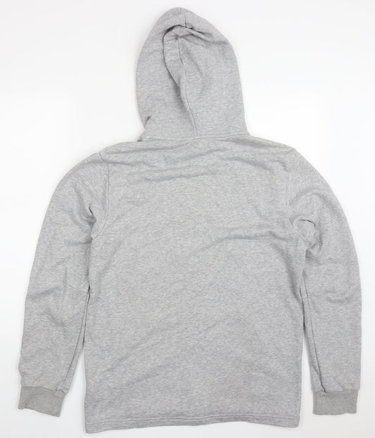 adidas Mens Grey Striped Cotton Full Zip Hoodie Size M