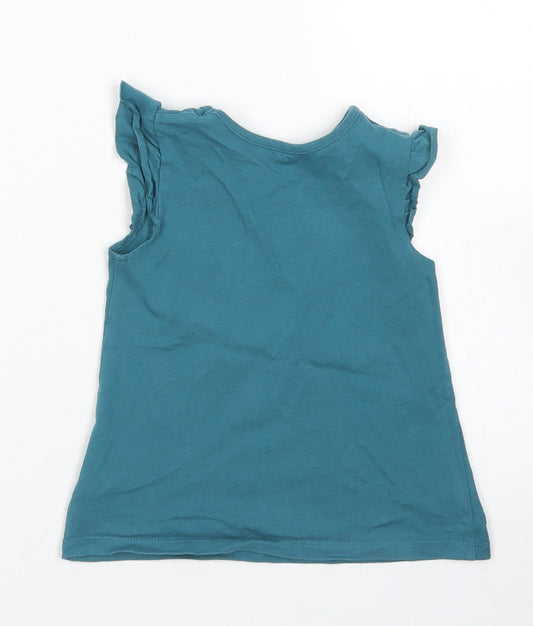 George Girls Blue Cotton Basic T-Shirt Size 12-18 Months Crew Neck