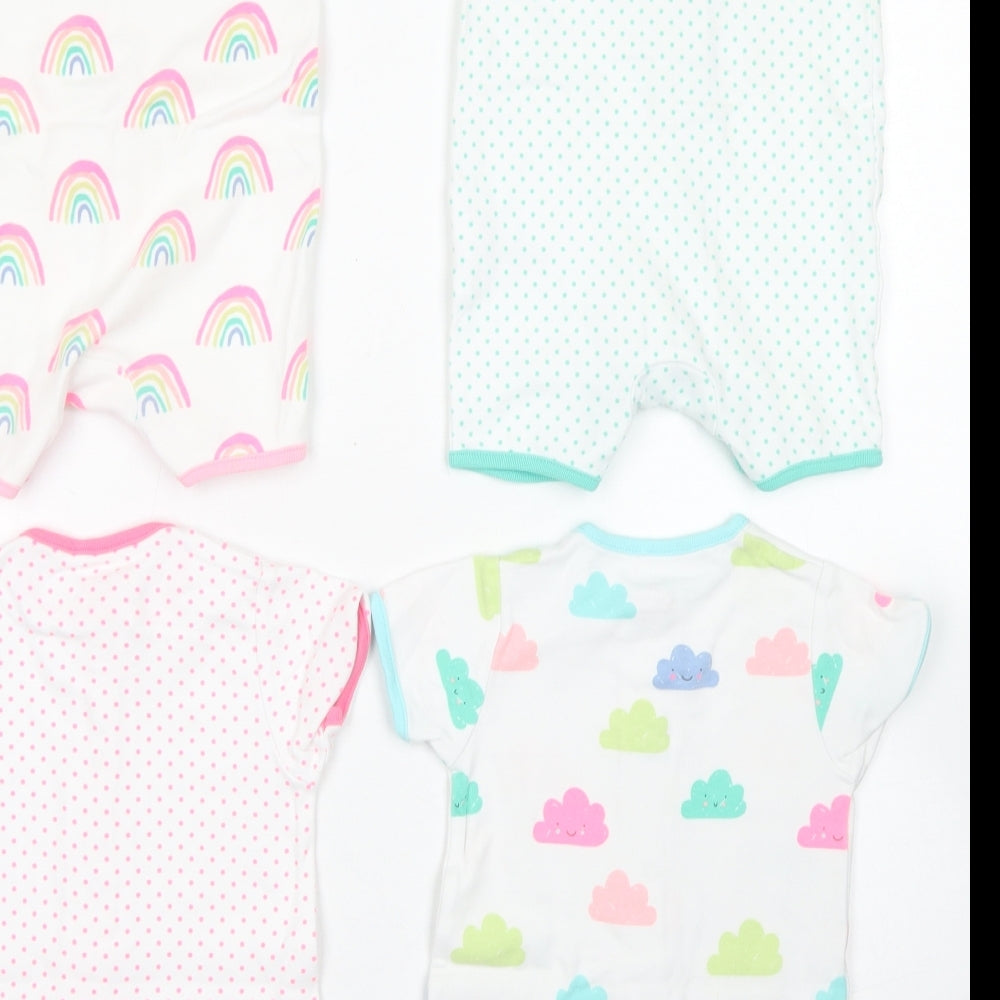 NEXT Girls Pink Spotted Cotton Romper Outfit/Set Size 6-9 Months Snap