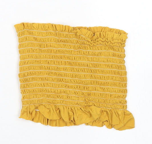 Misspap Womens Yellow Viscose Cropped T-Shirt Size 6 Off the Shoulder - Bandeau