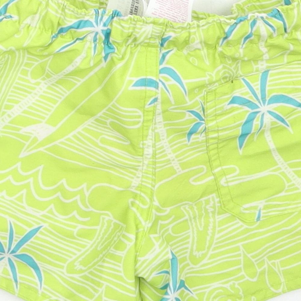 DECATHLON Boys Green Floral Polyester Utility Shorts Size 4 Years Regular Drawstring - Board Shorts