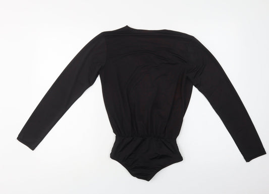 Edge Street Womens Black Polyester Bodysuit One-Piece Size S Snap