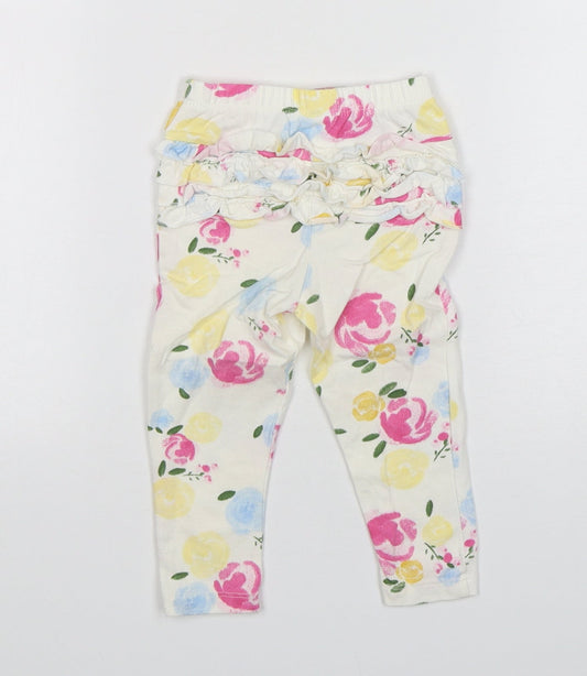 Primark Girls Multicoloured Floral Cotton Sweatpants Trousers Size 12-18 Months