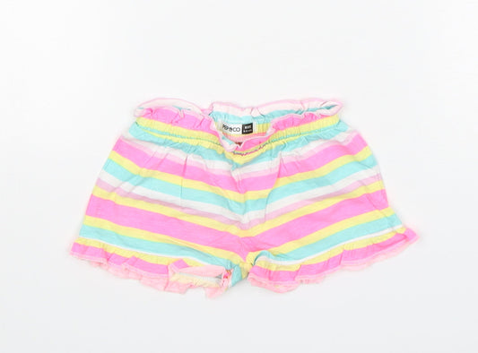 PEP&CO Girls Multicoloured Striped Cotton Sweatpants Trousers Size 9-12 Months - Shorts