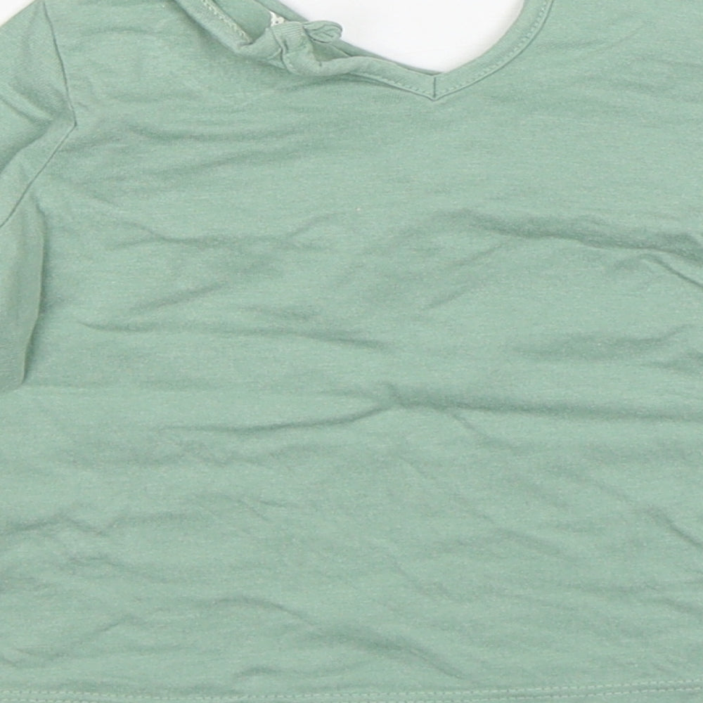 Primark Girls Green Cotton Basic T-Shirt Size 9-12 Months Round Neck