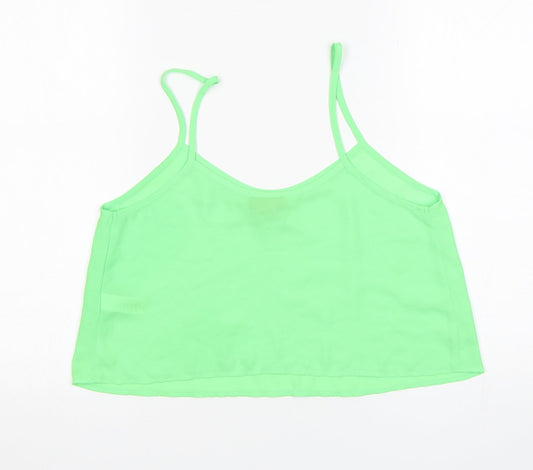 Topshop Womens Green Polyester Camisole Tank Size 10 Round Neck