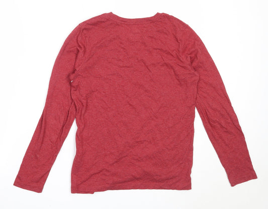JACK & JONES Boys Red Cotton Basic T-Shirt Size 12 Years Round Neck
