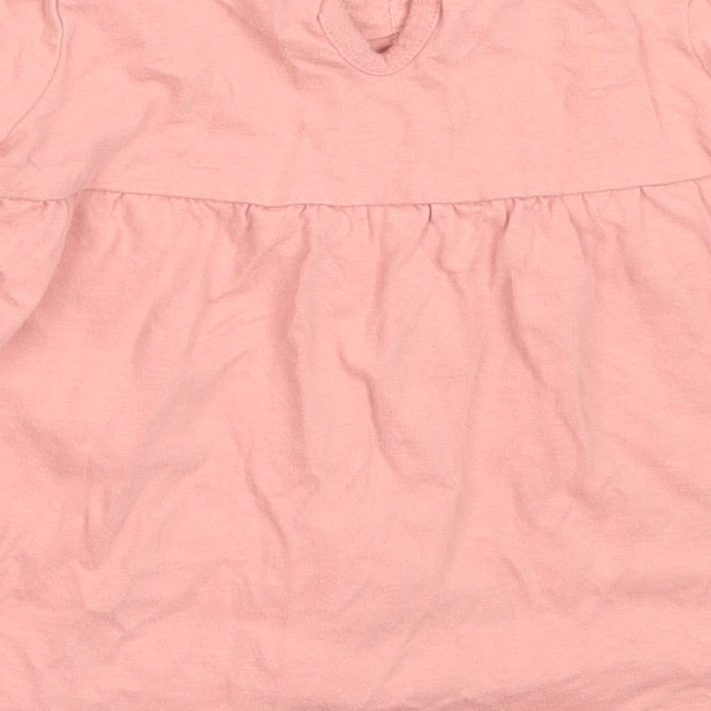 George Girls Pink Cotton Basic T-Shirt Size 12-18 Months Round Neck