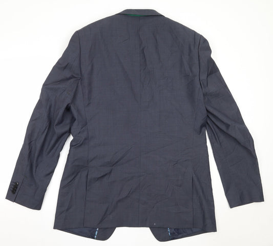 Van Kollem Mens Blue Wool Jacket Blazer Size 44