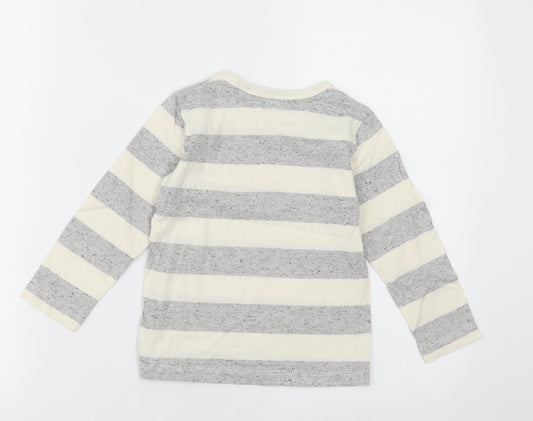NEXT Boys Grey Striped Polyester Basic Casual Size 2-3 Years Crew Neck Pullover