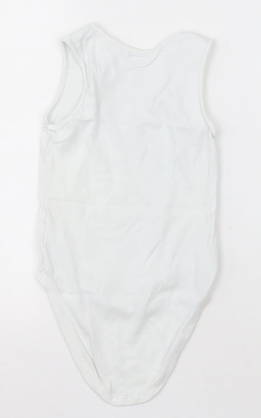 NEXT Girls White Cotton Bodysuit One-Piece Size 2-3 Years Button - Unisex