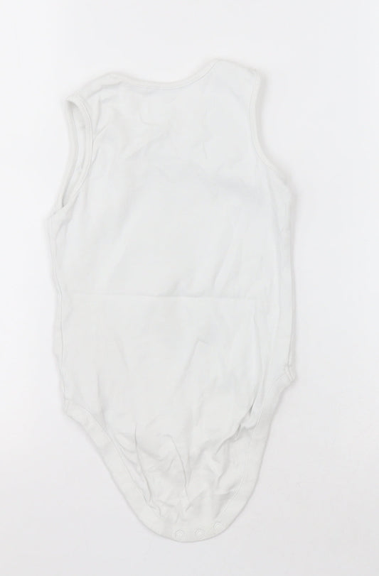NEXT Girls White Cotton Bodysuit One-Piece Size 2-3 Years Button - Unisex