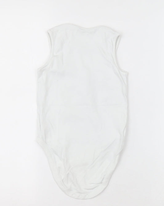 NEXT Girls White Cotton Bodysuit One-Piece Size 2-3 Years Button - Unisex
