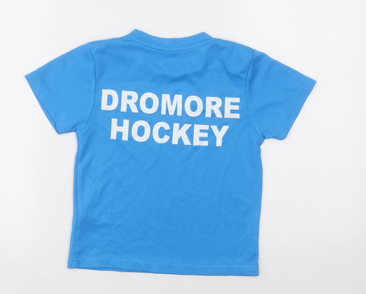 Awdis Boys Blue Polyester Basic T-Shirt Size 3-4 Years Crew Neck Pullover - dromore hockey club