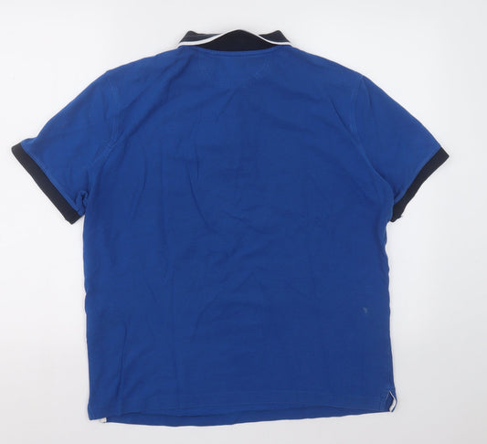 Hackett Mens Blue Cotton Basic Polo Size M Collared Button