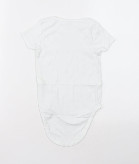 NEXT Girls White Cotton Bodysuit One-Piece Size 2-3 Years Button - Unisex