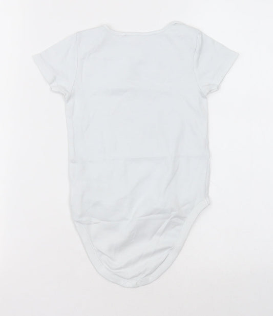 NEXT Girls White Cotton Bodysuit One-Piece Size 2-3 Years Button - Unisex
