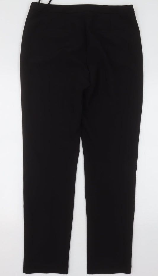 M&Co Womens Black Polyester Trousers Size 12 L32 in Regular Hook & Eye