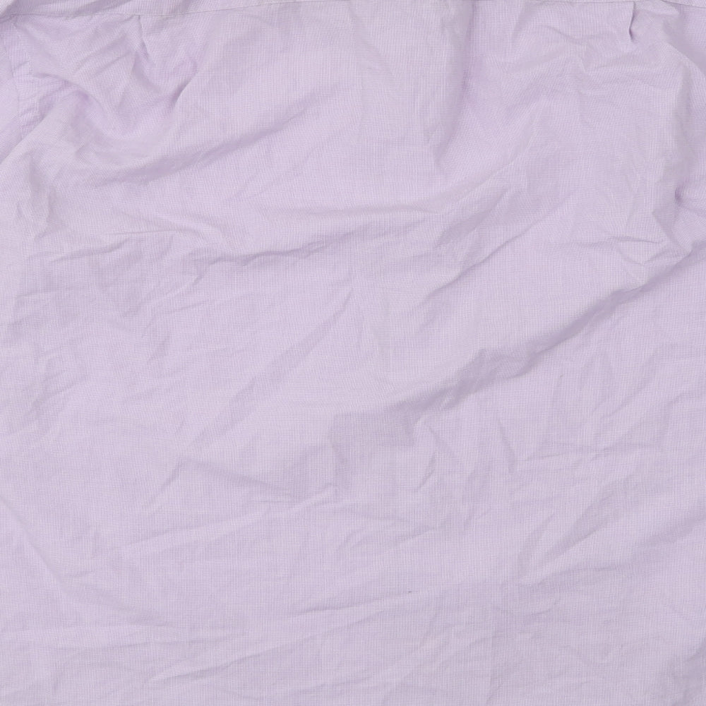 Taylor & Cutter Mens Purple Striped Polyester Dress Shirt Size 16 Collared Button